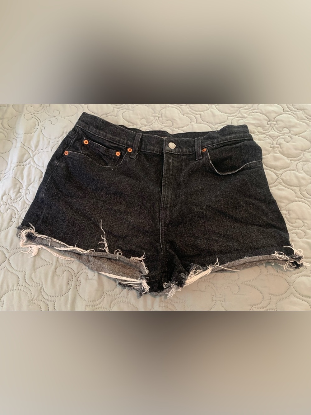Lucky Brand Black Denim Distressed Relaxed Shorts Cutoff Frayed Casual 10/30